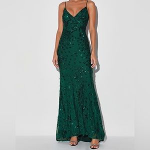 NEW Forest Green Sequin Maxi Dress